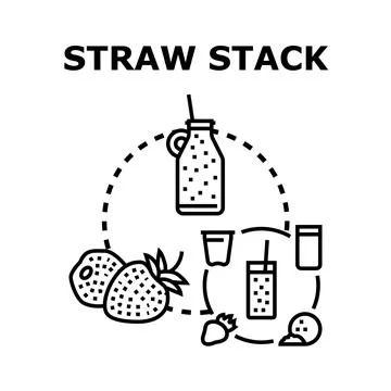 Straw stack concept creating vitamin cocktails drinks Stock Illustration