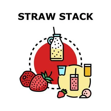 Straw stack concept creating vitamin cocktails drinks Stock Illustration