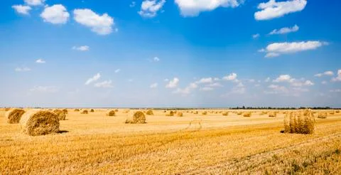 Straw stack Stockfoto's