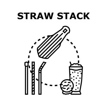 Straw stack serving drinks and ice cream concept Stock Illustration