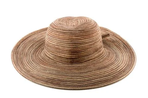 Straw summer hat on a white background Stock Photos