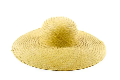 Straw summer hat on a white background Stock Photos