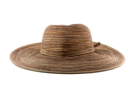Straw summer hat on a white background Stock Photos