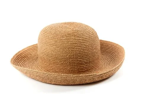 Straw summer hat on a white background 库存照片