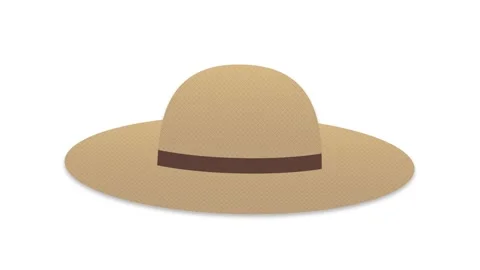 Straw Sun Hat Icon with Dynamic Brim Flexing and Woven Texture Pattern Stock Footage 346611513