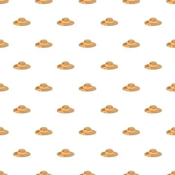 Straw sun hats forming a seamless pattern background Stock Illustration
