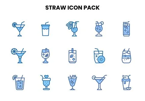 Straw Two Colour UI Icons Pack Stock Illustration