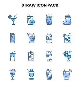 Straw Two Colour UI Icons Pack Stock Illustration