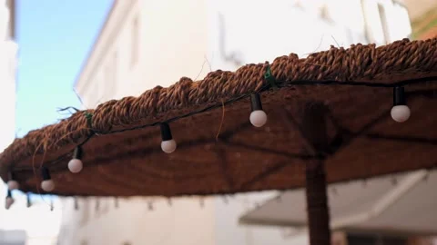 Straw umbrella Stock Footage 169858531