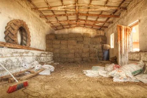 Straw  warehouse Stock Photos