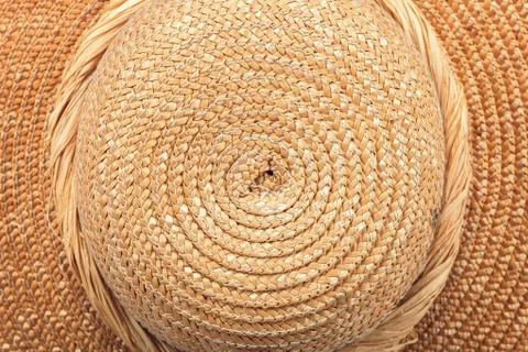 Straw wicker hat as a background Stock Photos