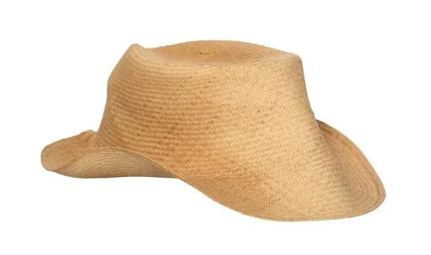 Straw wicker tropical hat isolated Stock Photos