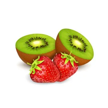 Strawberries amd kiwi Stock Illustration