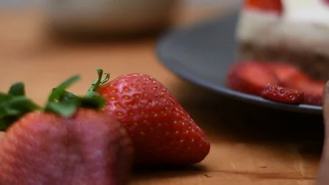 Strawberries and strawberry cake Stock Footage 105472807