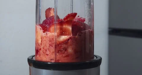 Strawberries In a Blender Stock Footage 241056175