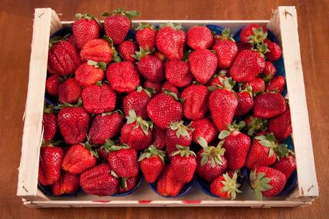 Strawberries in box Stock Photos