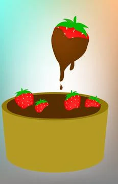 Strawberries in chocolate Stock Illustration