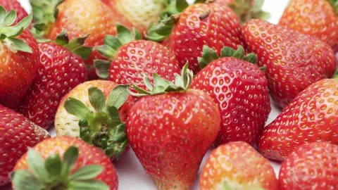 Strawberries close up background, sweet fruit that can represent organic food Video stock 162074623