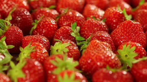 Strawberries close pan left Stock Footage 11370521