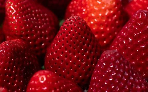 Strawberries close up surface with red berries. Fresh ripe strawberries clo.. Stock Photos