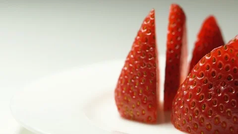 Strawberries Close Up on White Stock Footage 106917230