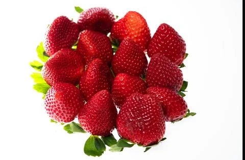 Strawberries closeup surface with red berries. Fresh ripe strawberries for .. Stock Photos