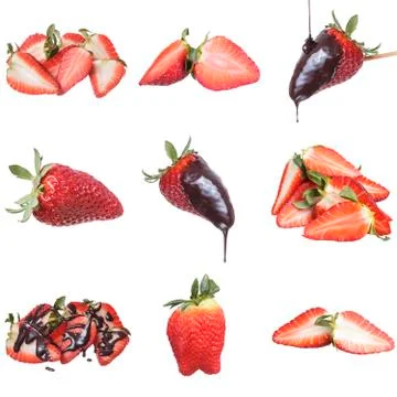 Strawberries collage Stock Photos