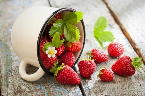 Strawberries in cup Stock Photos