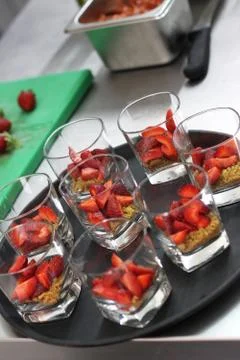 Strawberries in cups Stock Photos