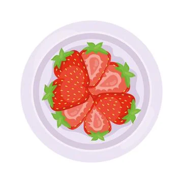 Strawberries cut in dish Illustrazione stock