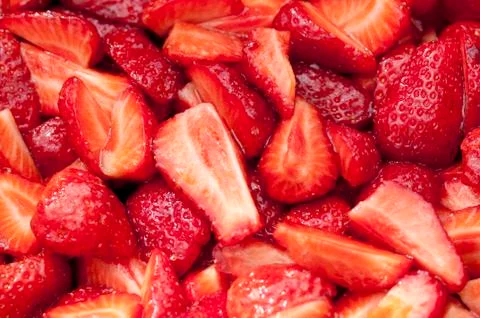 Strawberries cut Stock Photos