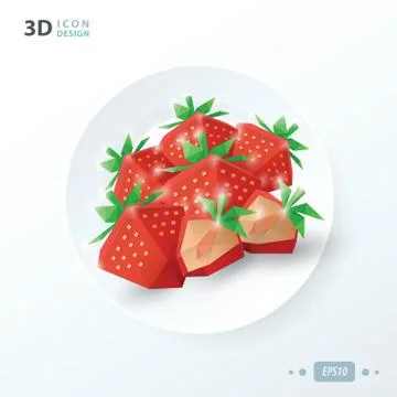 Strawberries on dish Stock Illustration