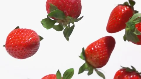 Strawberries fall down Stock Footage 212442779