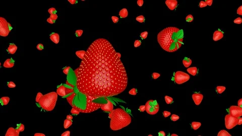 Strawberries Falling Down On Black Background 4K Stock Footage 112875583