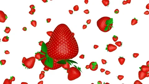 Strawberries Falling Down On White Background Stock Footage 112640063