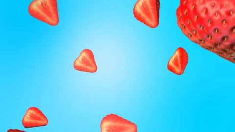 Strawberries falling in slow motion Stock Footage 70946929