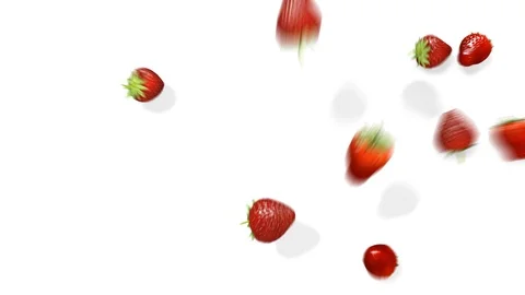 Strawberries falling to the surface with transparent background. 스톡 동영상 120479382