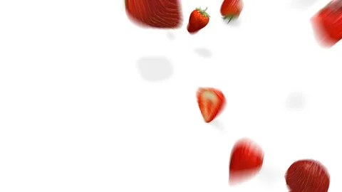 Strawberries falling to the surface with transparent background. 動画素材 120479557