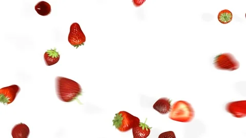 Strawberries falling to the surface with transparent background. Stock-Footage 120479675