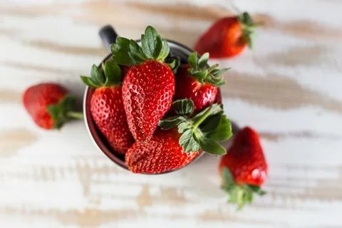 Strawberries Flat lay Stockfoto's