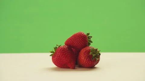 Strawberries on greenscreen for cooking show Stock Footage 146366759