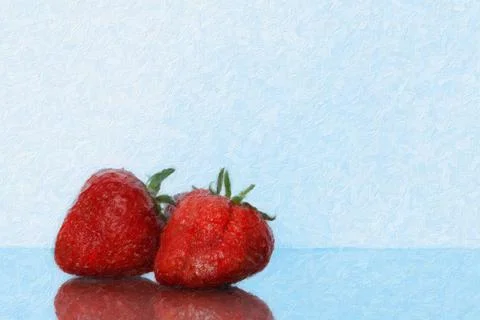 Strawberries isolated. Strawberry with leaf isolate. Two whole strawberries o Stock Photos