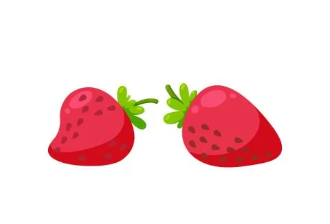 Strawberries isolated in white background. Flat juicy strawberry. Vector Stock Illustration