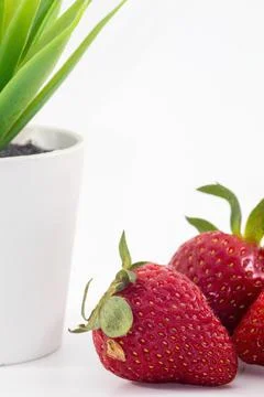 A strawberries isolated on white background Stock Photos