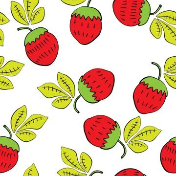 Strawberries with leaves on a white background. Illustrazione stock