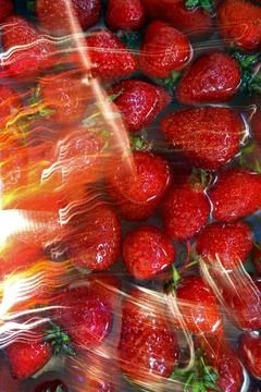 Strawberries with light reflections Stock Photos