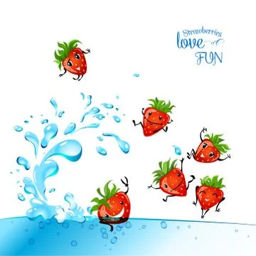 Strawberries love fun Stock Illustration