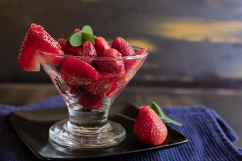 Strawberries to make a smoothie or to eat as a breakfast or snack. Stock Photos
