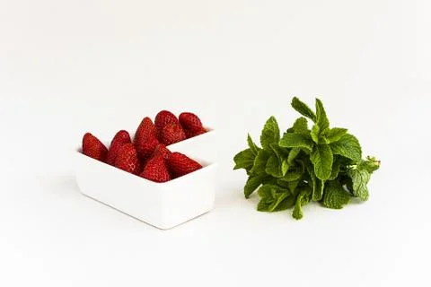 Strawberries with mint Stock Photos