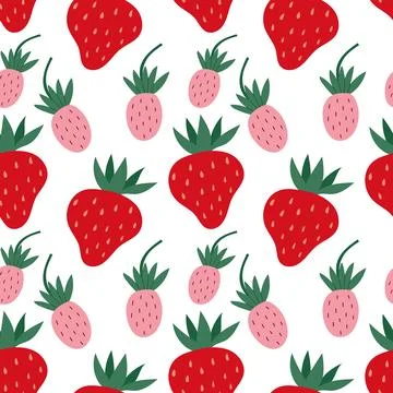 Strawberries pattern in various sizes on white background Illustrazione stock